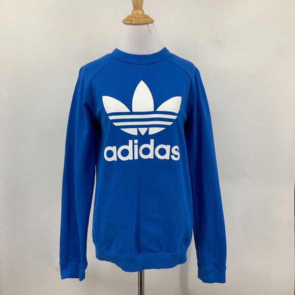 Adidas Sweatshirt Womens S Small Blazblue Pullover Trefoil Crewneck Long Sleeve - Picture 2 of 14
